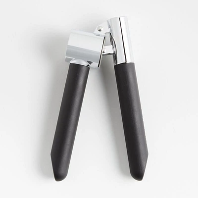 Crate & Barrel Black Soft-Touch Garlic Press