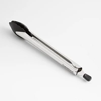 Crate & Barrel Black Soft-Touch Tongs 12"