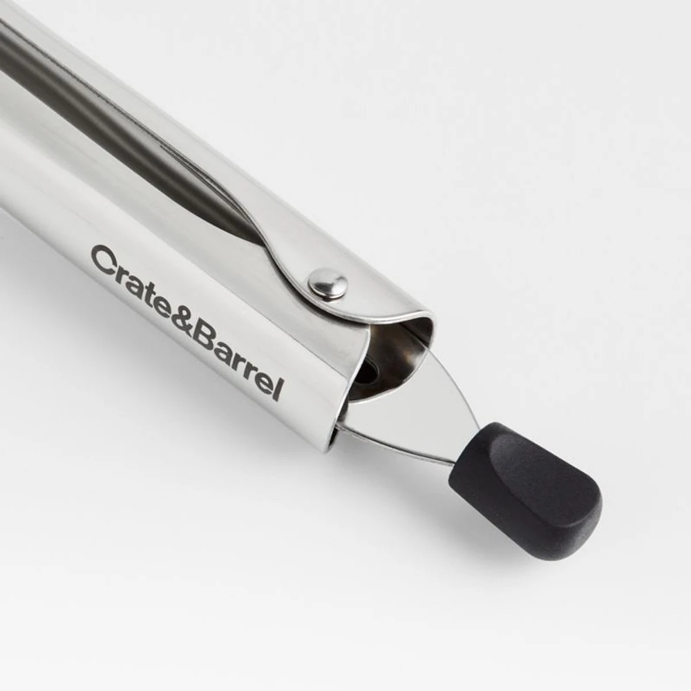 Crate & Barrel Black Soft-Touch Tongs 12"