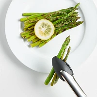 Crate & Barrel Black Soft-Touch Tongs 9"