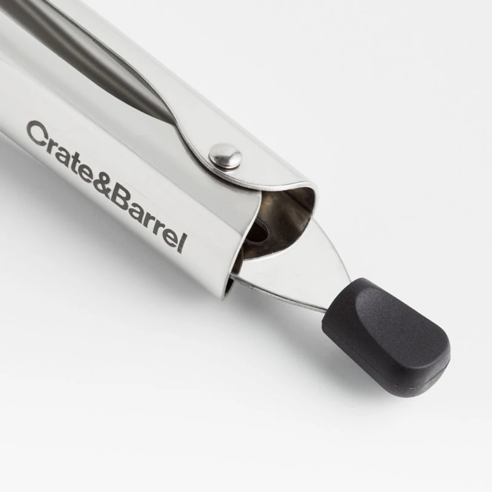 Crate & Barrel Black Soft-Touch Tongs 9"