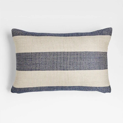 Deep Indigo Blue 24"x16" Soft Textured Stripe Indoor/Outdoor Throw Pillow