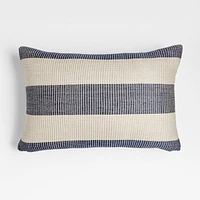 Deep Indigo Blue 24"x16" Soft Textured Stripe Indoor/Outdoor Throw Pillow