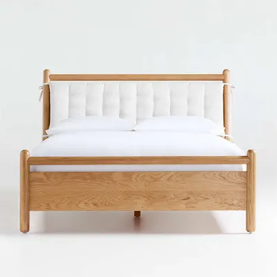 Solano Queen Wood Bed with Headboard Cushion