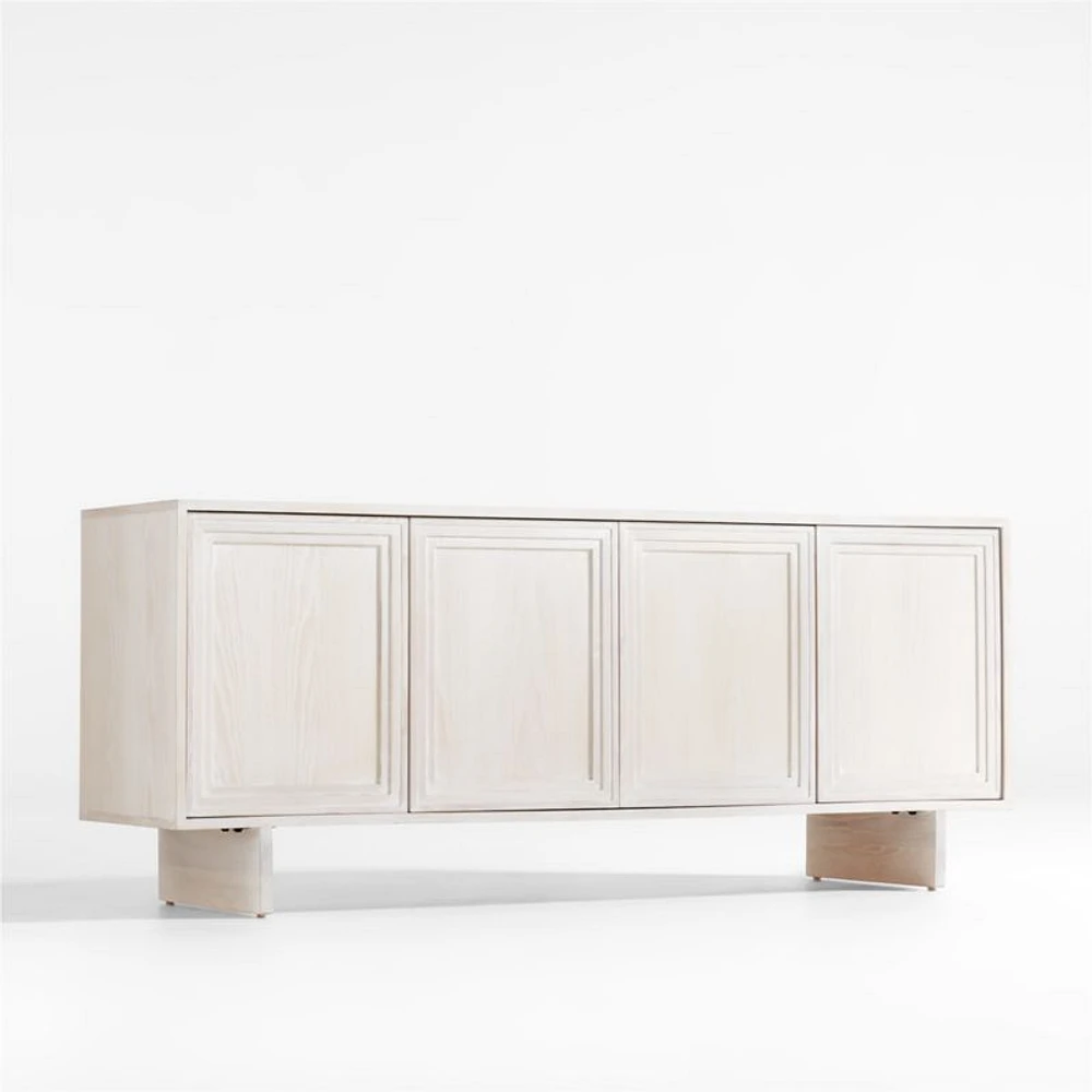 Somerset 68" Whitewashed Ash Wood Storage Media Console