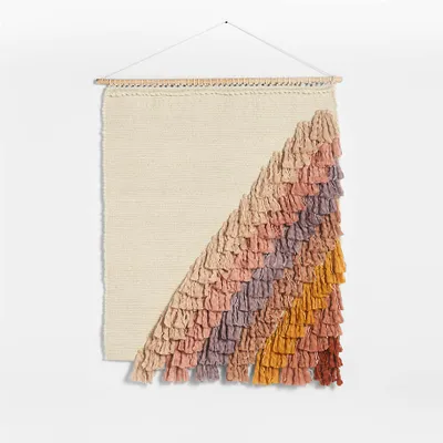 Sonnet Shaggy Rainbow Cotton and Wool Handwoven Wall Tapestry