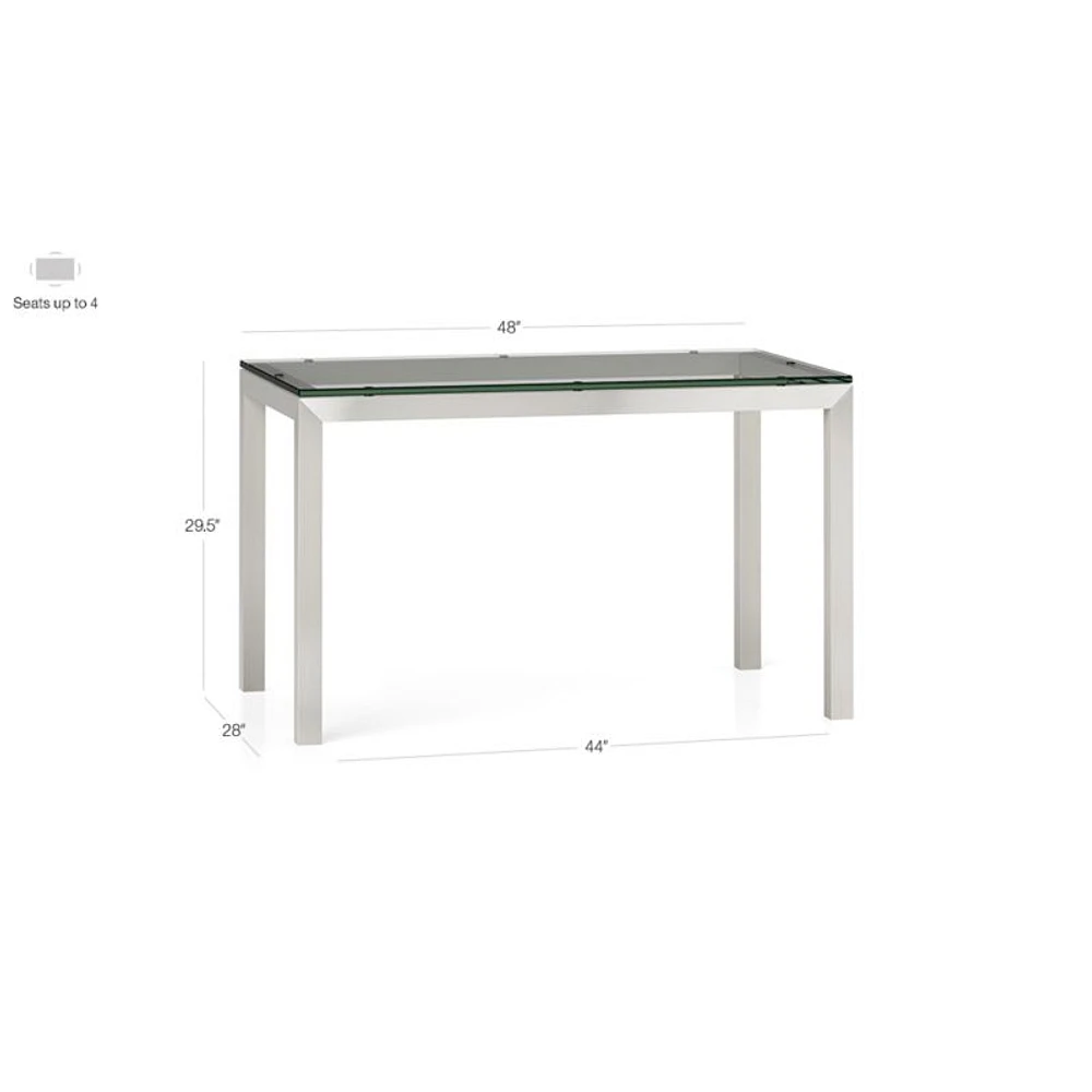 Parsons Clear Glass Top/ Stainless Steel Base 48x28 Dining Table