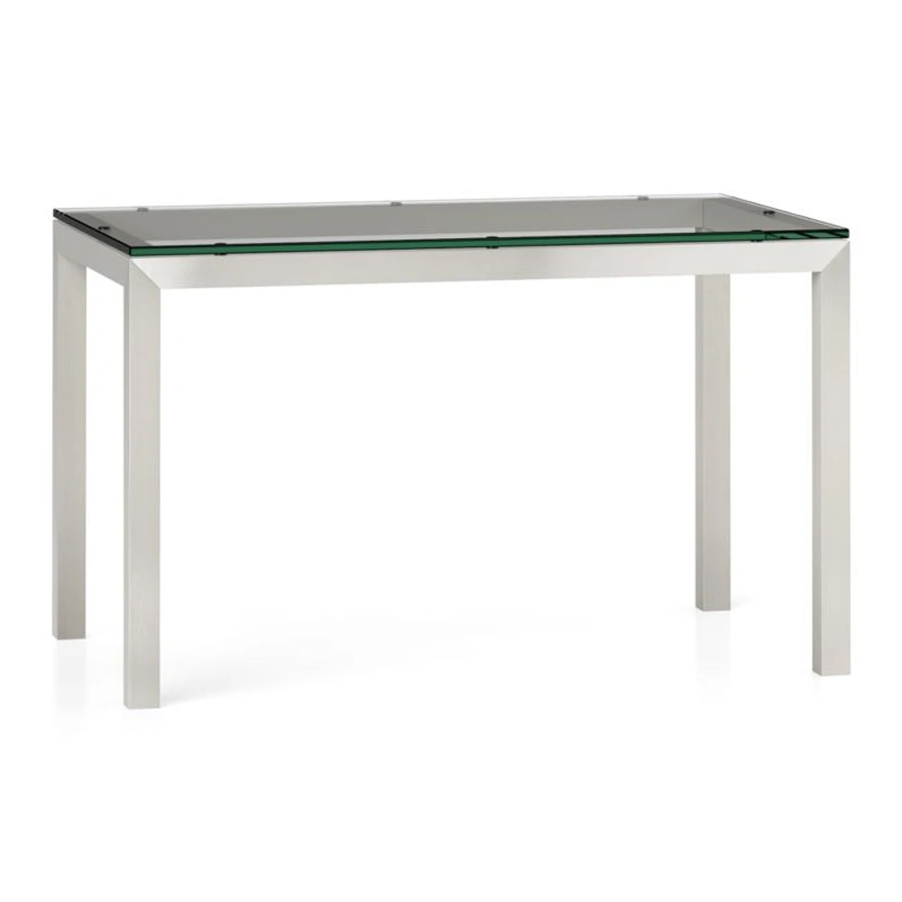 Parsons Clear Glass Top/ Stainless Steel Base 48x28 Dining Table
