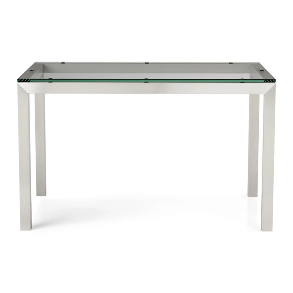 Parsons Clear Glass Top/ Stainless Steel Base 48x28 Dining Table