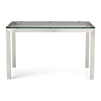 Parsons Clear Glass Top/ Stainless Steel Base 48x28 Dining Table