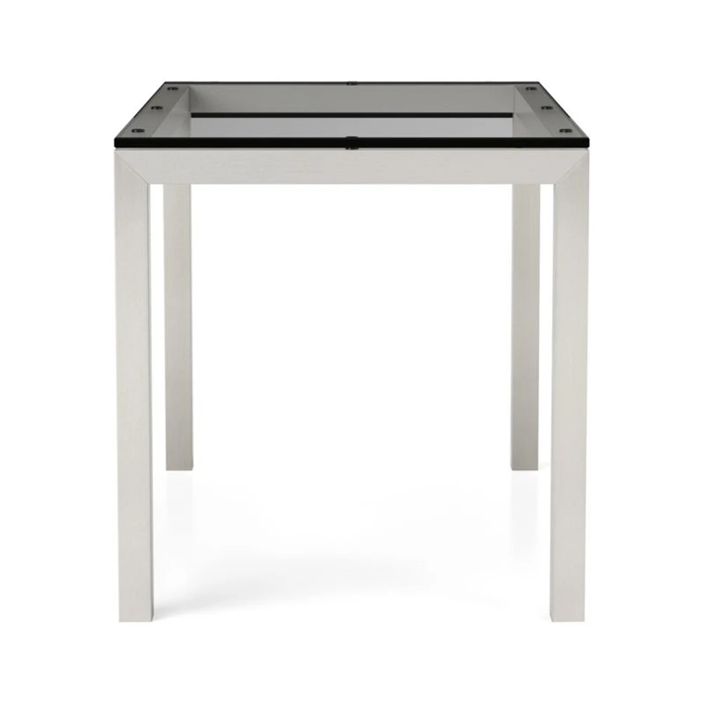 Parsons Clear Glass Top/ Stainless Steel Base 48x28 Dining Table