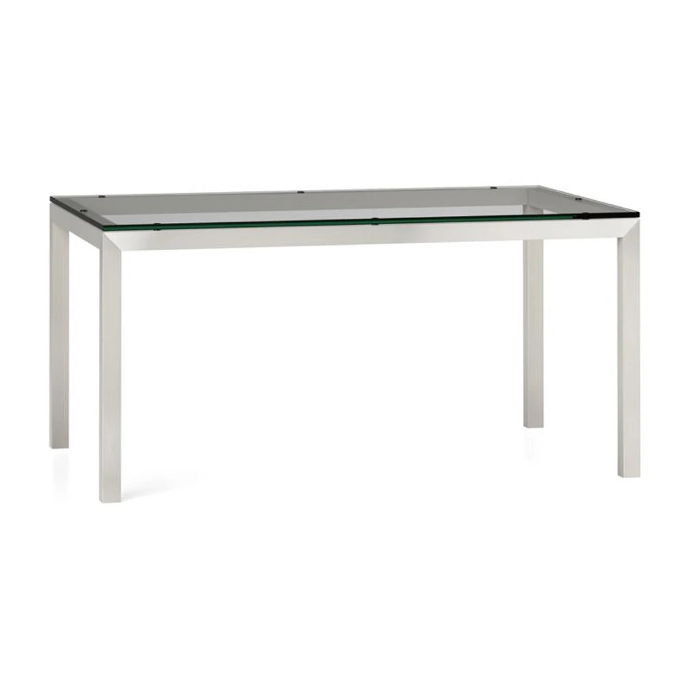 Parsons Clear Glass Top/ Stainless Steel Base 48x28 Dining Table