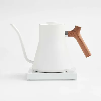 Fellow Stagg EKG Matte White Electric Tea Kettle with Walnut Handle