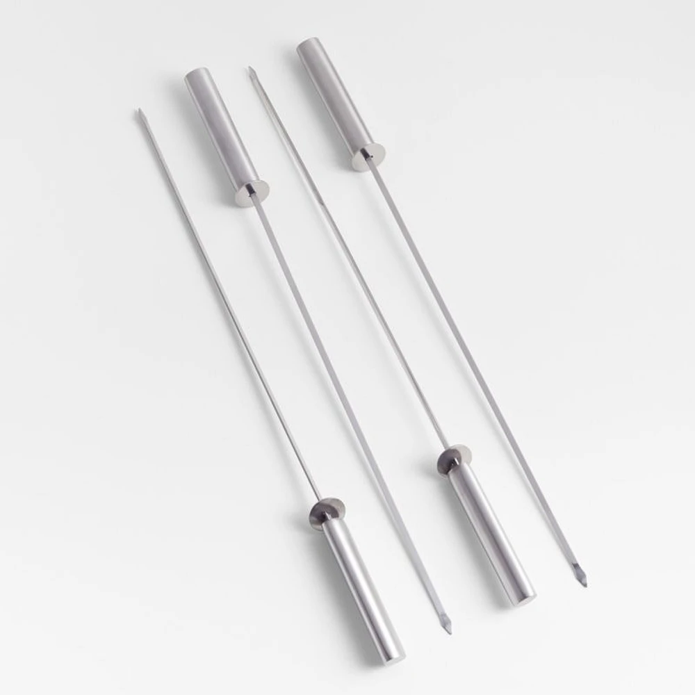 Stainless Steel Sliding Skewers with Hollow Handle, Set of 4