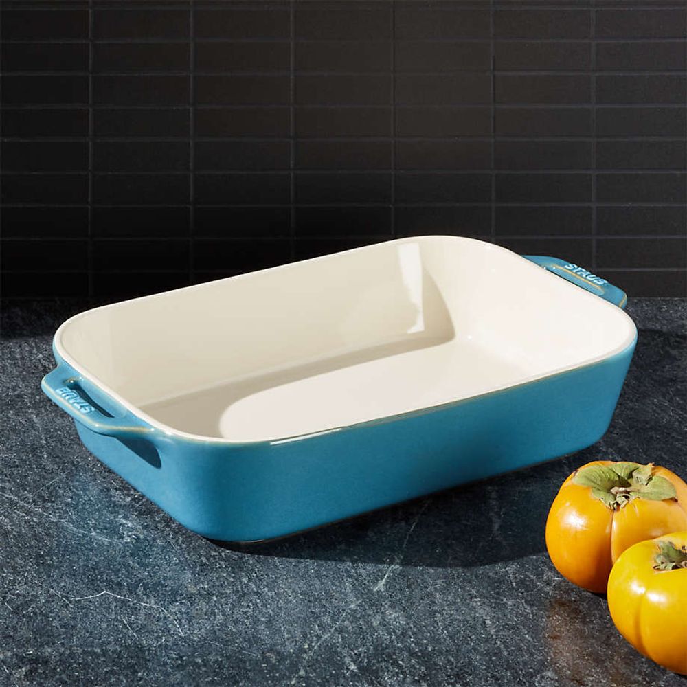 Staub Ceramic 2-pc Rectangular Baking Dish Set, Rustic Turquoise