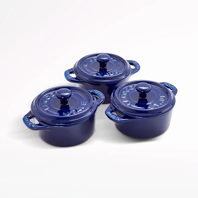 Staub ® Dark Blue Round Mini Cocottes, Set of 3