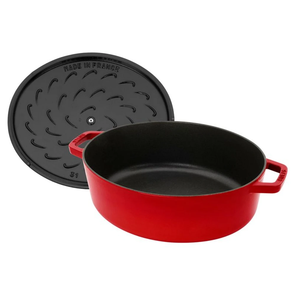 Staub 6.25-Qt. Cherry Enameled Cast Iron Shallow Oval Dutch Oven