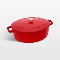 Staub 6.25-Qt. Cherry Enameled Cast Iron Shallow Oval Dutch Oven