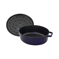 Staub 6.25-Qt Dark Blue Enameled Cast Iron Shallow Oval Dutch Oven