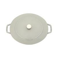 Staub 6.25-Qt. White Truffle Enameled Cast Iron Shallow Oval Dutch Oven