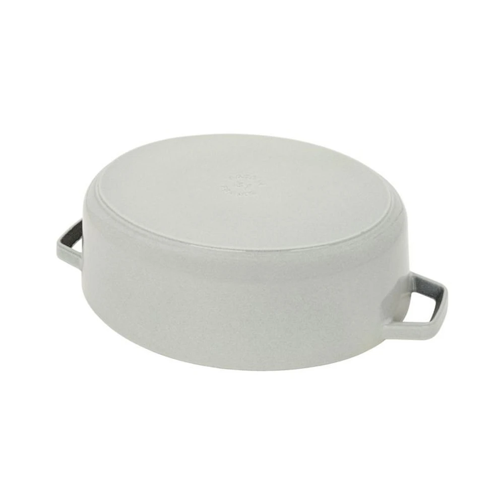 Staub 6.25-Qt. White Truffle Enameled Cast Iron Shallow Oval Dutch Oven
