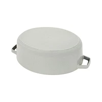 Staub 6.25-Qt. White Truffle Enameled Cast Iron Shallow Oval Dutch Oven