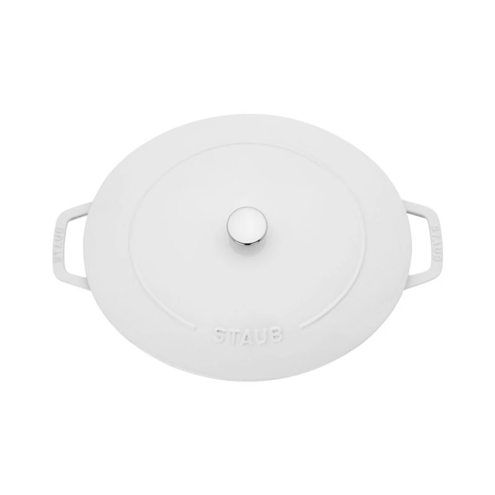 Staub 6.25-Qt. White Enameled Cast Iron Shallow Oval Dutch Oven