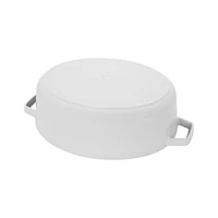 Staub 6.25-Qt. White Enameled Cast Iron Shallow Oval Dutch Oven