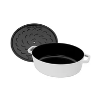 Staub 6.25-Qt. White Enameled Cast Iron Shallow Oval Dutch Oven