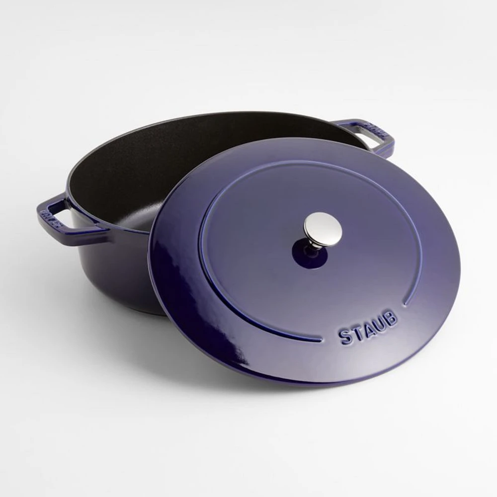 Staub 6.25-Qt Dark Blue Enameled Cast Iron Shallow Oval Dutch Oven