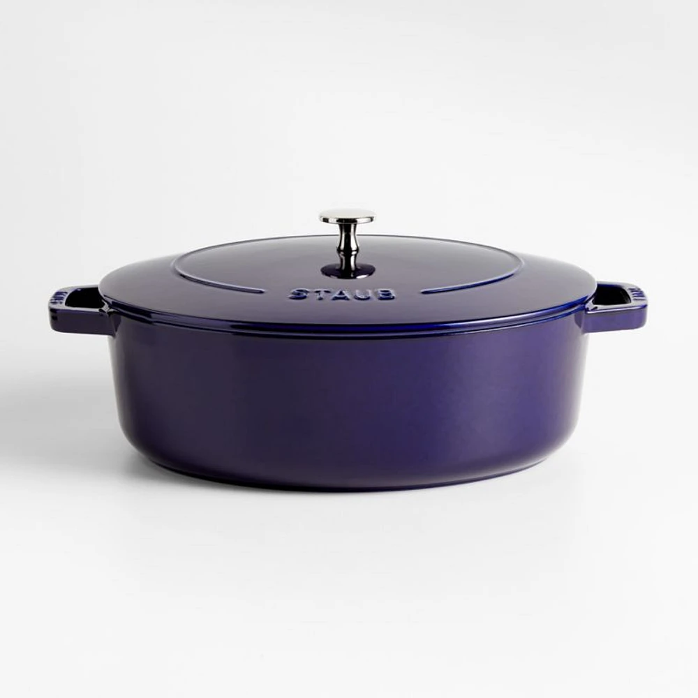 Staub 6.25-Qt Dark Blue Enameled Cast Iron Shallow Oval Dutch Oven