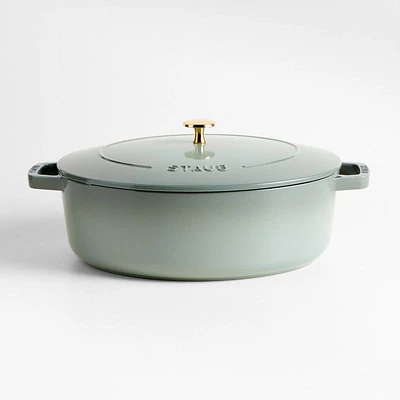 Staub 6.25-Qt. Eucalyptus Enameled Cast Iron Shallow Oval Dutch Oven