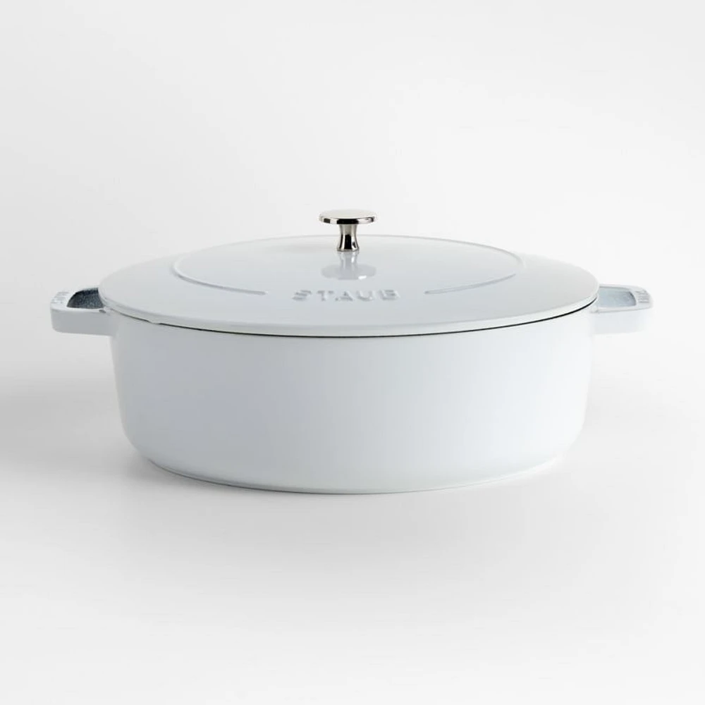 Staub 6.25-Qt. White Enameled Cast Iron Shallow Oval Dutch Oven