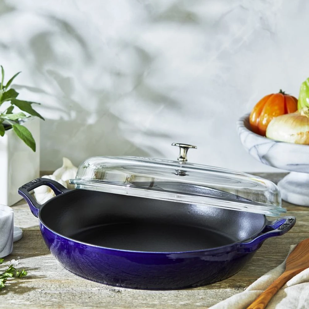 Staub ® 3.5-Qt Dark Blue Braiser with Glass Lid