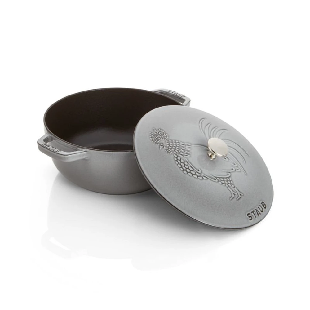 Staub Essential ® Graphite 3.75-Qt. Round French Oven with Rooster Lid