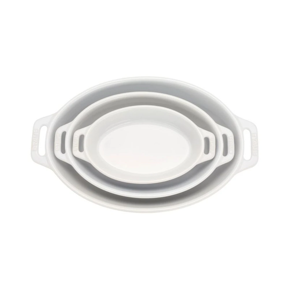 Staub White Oval Bakers, Set of 3