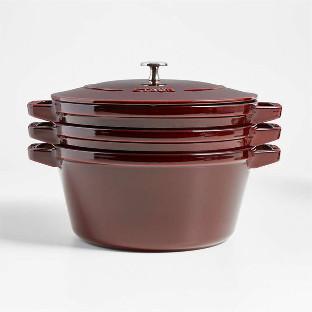 Staub 3.5-Qt Cherry Red Braiser with Glass Lid + Reviews, Crate & Barrel