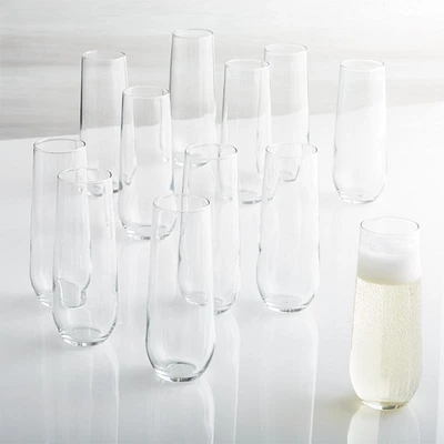 Aspen 9-Oz. Stemless Flute Glasses, Set of 12