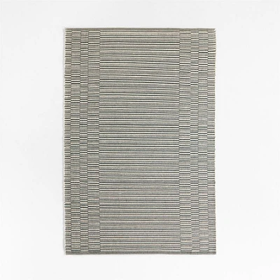 Stepped Flatweave Wool Dark Blue Kids Area Rug 5x8