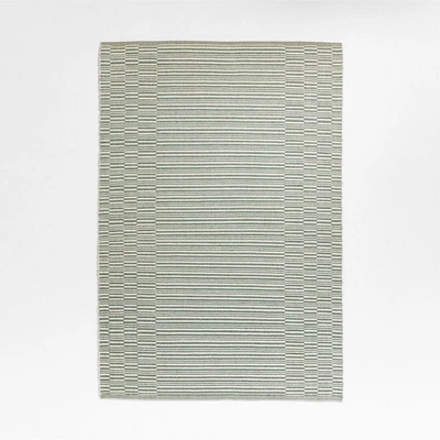 Stepped Flatweave Wool Light Green Kids Area Rug 5x8