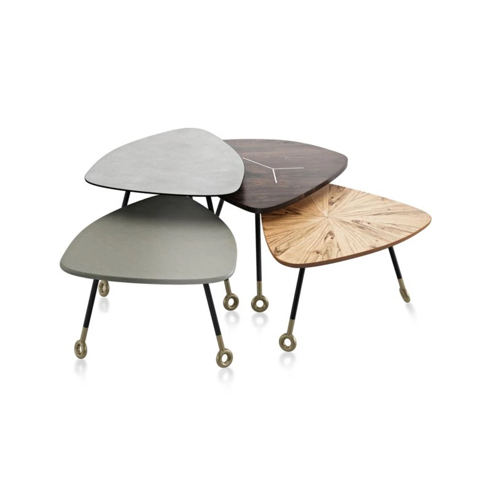Stiles Faux Shagreen Triangle Nesting Table