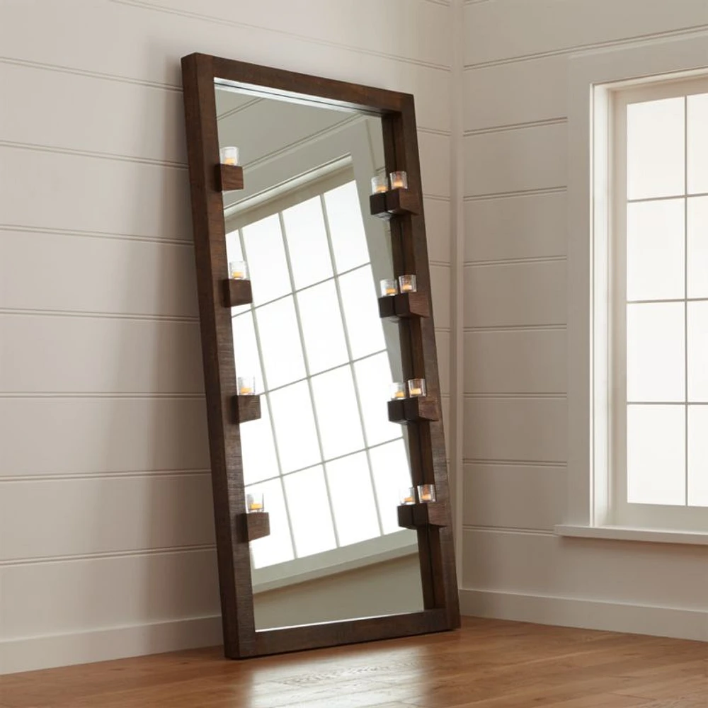 Stilt Dark Brown Wood Floor Mirror 44"x81"