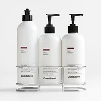 Fig + Amber Hand Soap, Lotion and Dish Soap Set with Stainless Steel Caddy