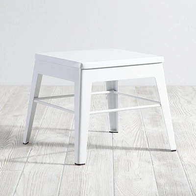 Squared Up Steel Kids White Step Stool