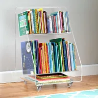 Acrylic Rolling Book Cart