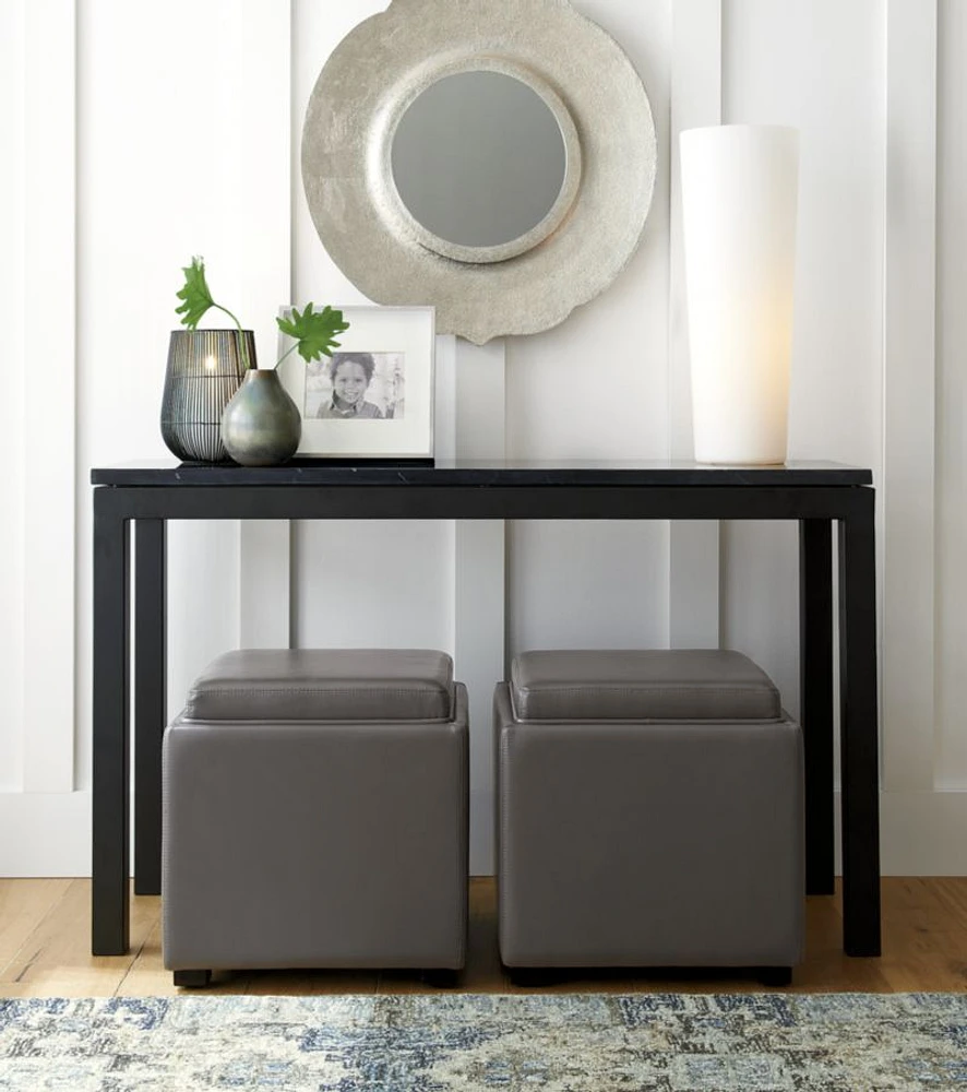 Parsons Black Marble Top/Dark Steel Base 48x16 Console Table