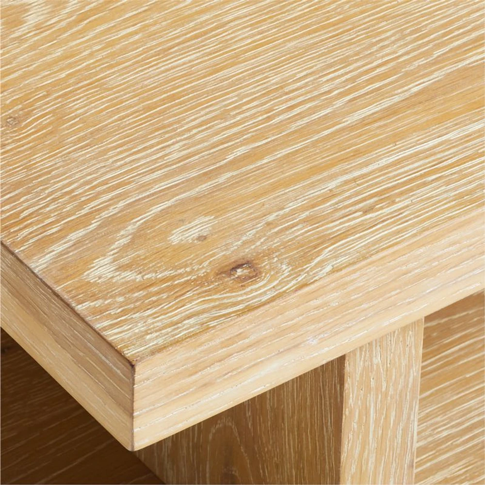 Stria Cerused Natural Oak Wood 56" Rectangular Storage Coffee Table
