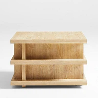 Stria Cerused Natural Oak Wood 56" Rectangular Storage Coffee Table
