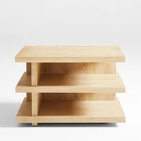 Stria Cerused Natural Oak Wood 56" Rectangular Storage Coffee Table