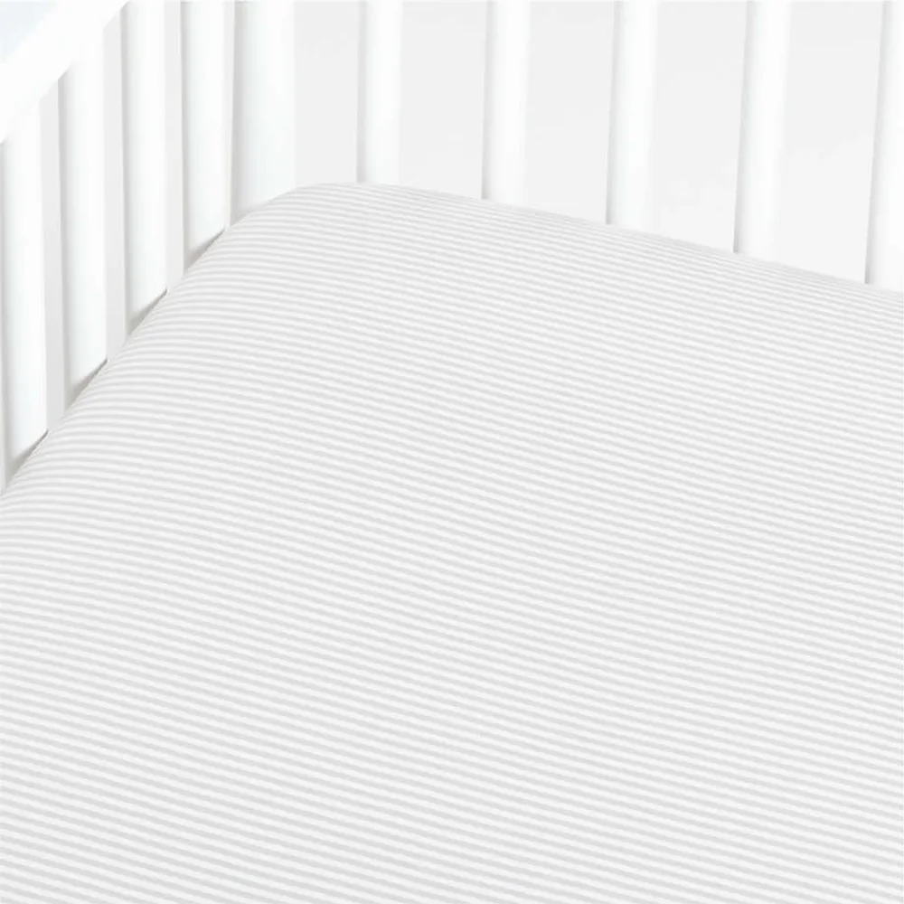 Stripe Organic Heathered Jersey Baby Crib Fitted Sheet
